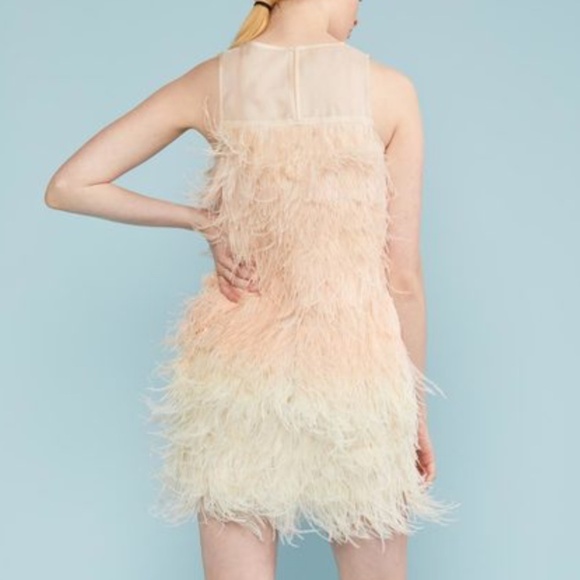 Cynthia Rowley Kitty Pink Ombre Feather Dress - NWT - Size L - Picture 6 of 6